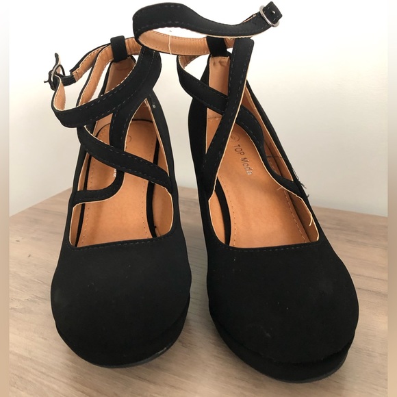 TOP Moda Eva Black Wedges - Picture 5 of 11
